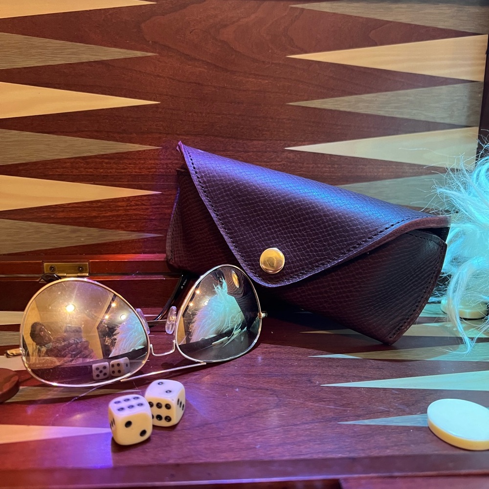 Horween leather glasses case Burgundy